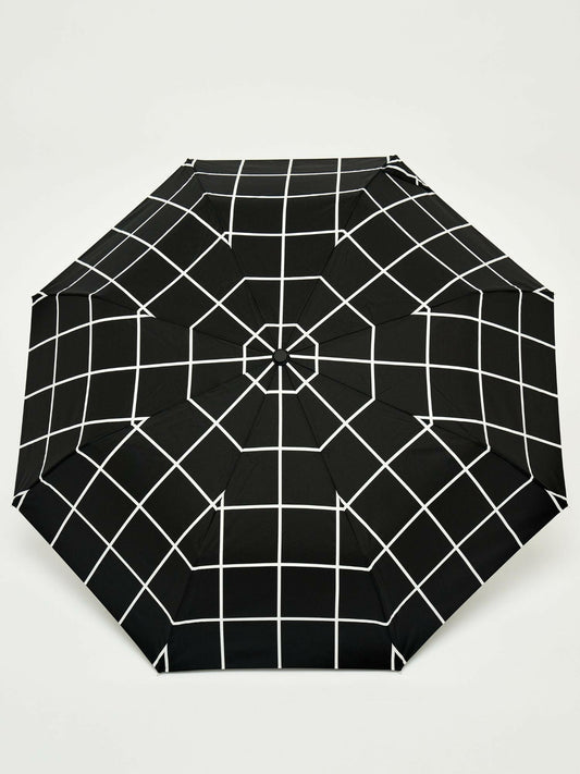 Black Grid Eco-Friendly Compact Duck Umbrella