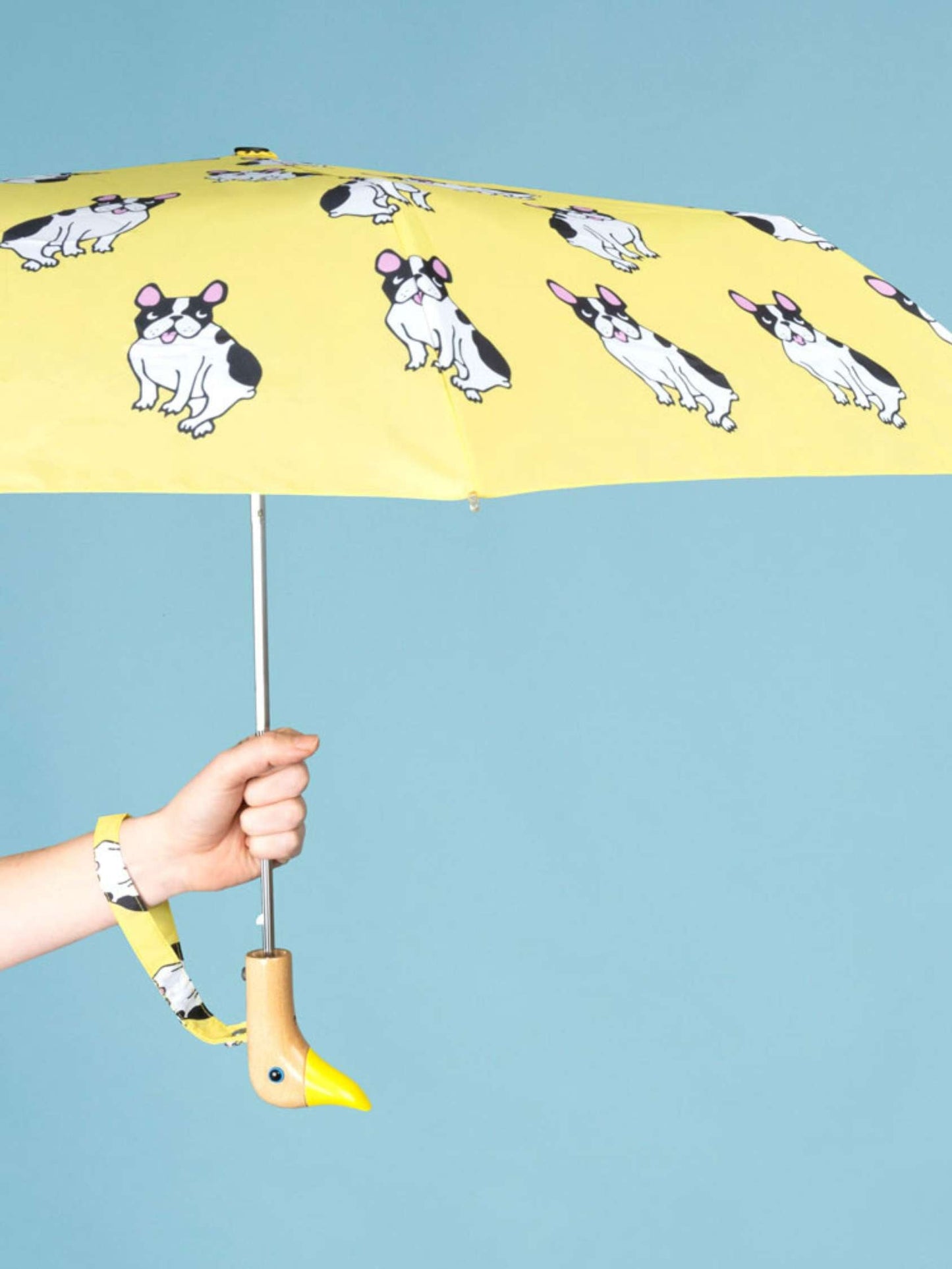 French Bulldog Yellow Eco-Friendly Compact Duck Umbrella