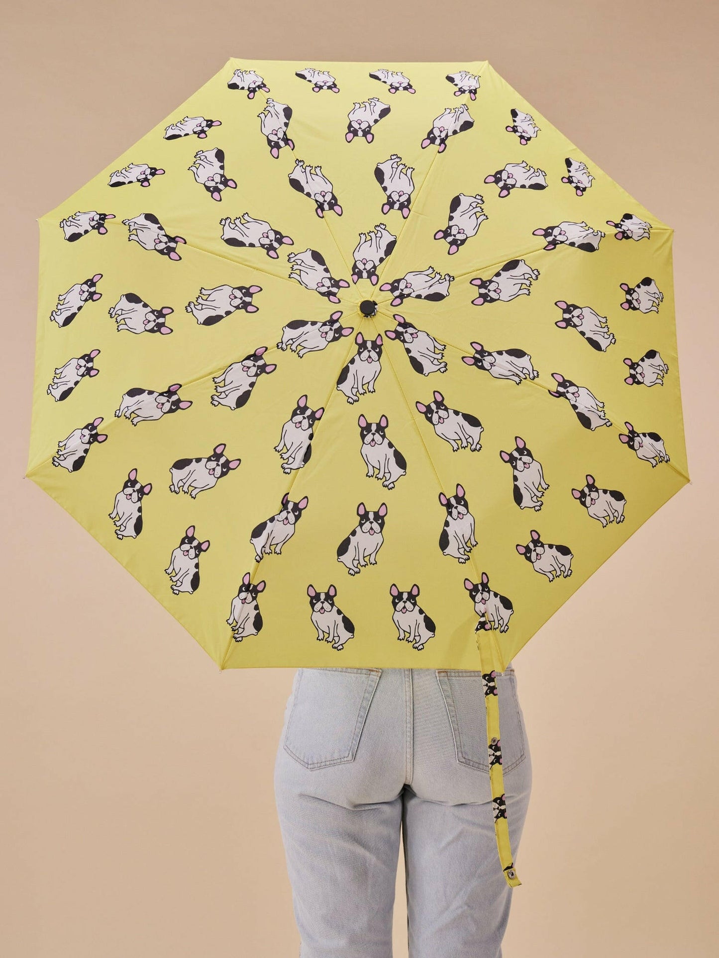 French Bulldog Yellow Eco-Friendly Compact Duck Umbrella