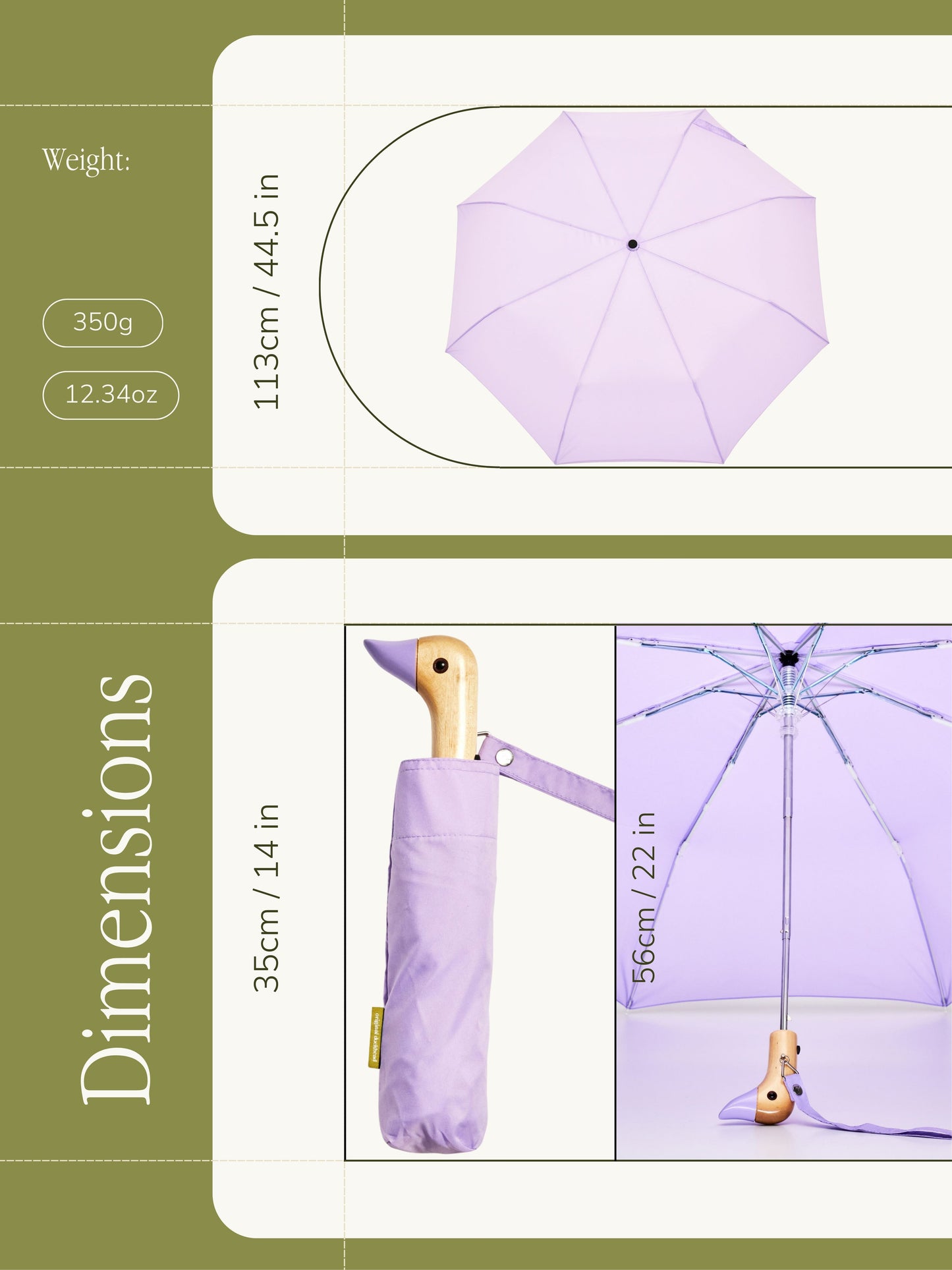 Lilac Eco-Friendly Compact Duck Umbrella