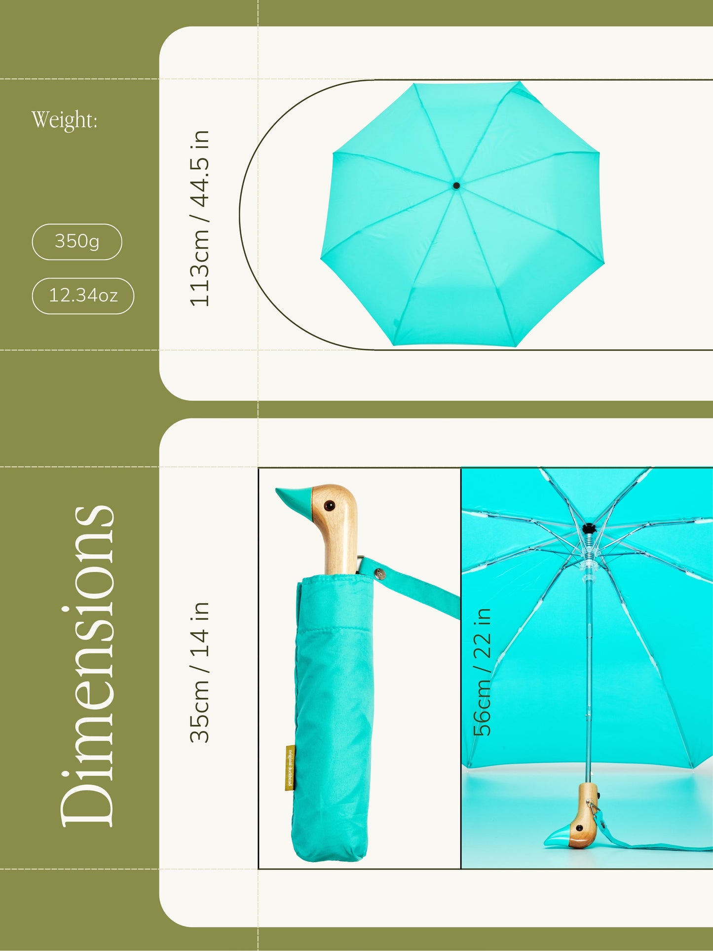 Mint Eco-Friendly Compact Duck Umbrella