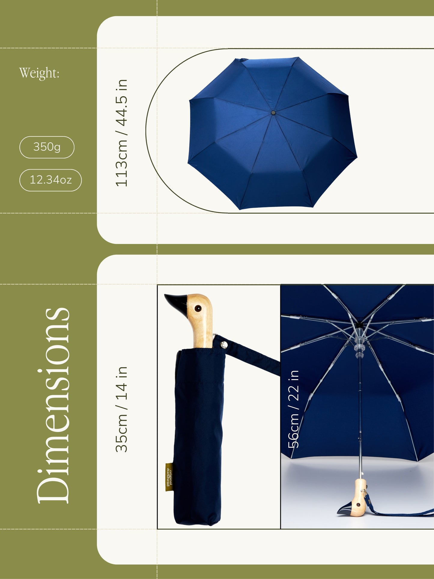 Navy Eco-Friendly Compact Duck Umbrella