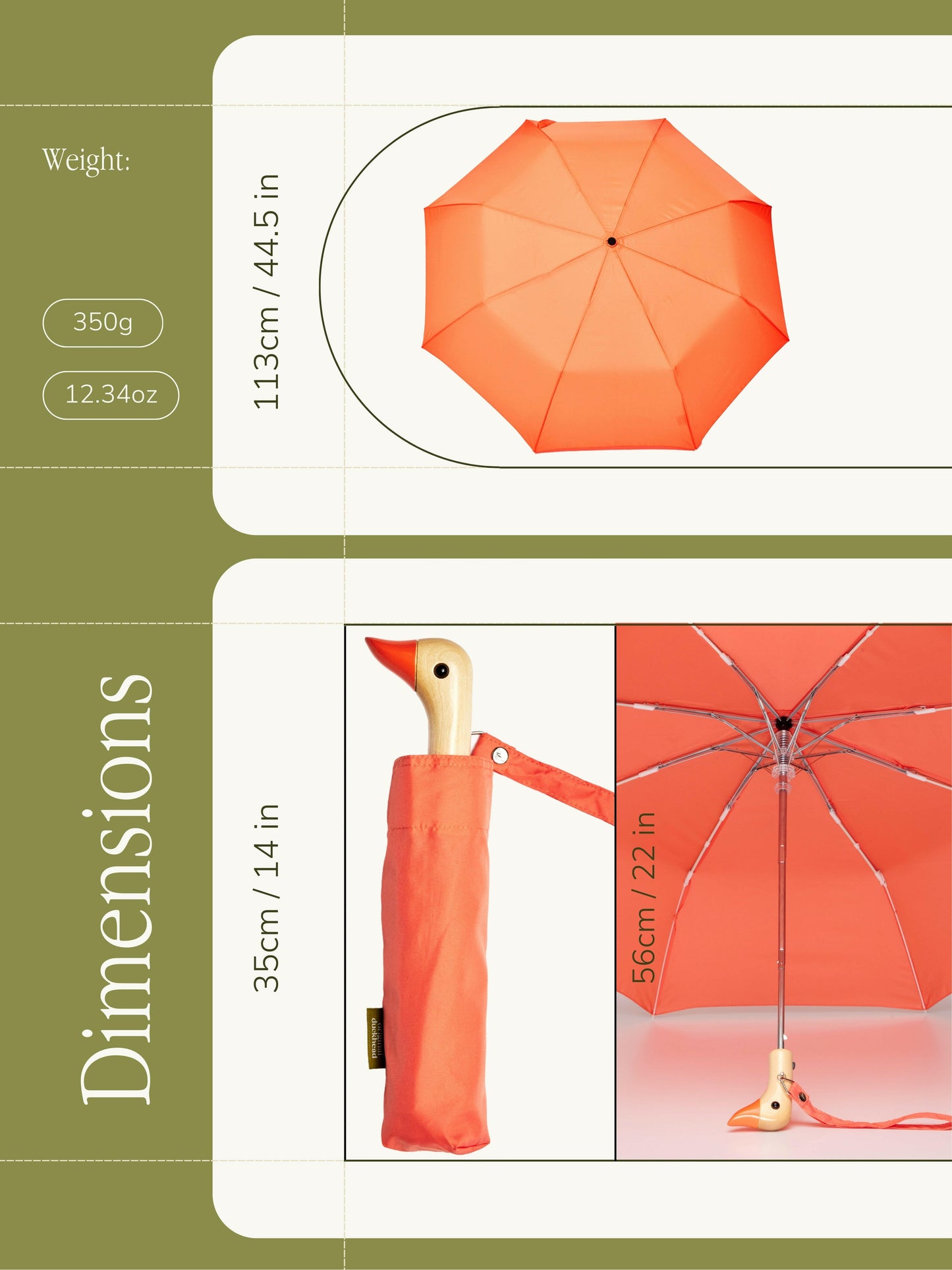 Peach Eco-Friendly Compact Duck Umbrella