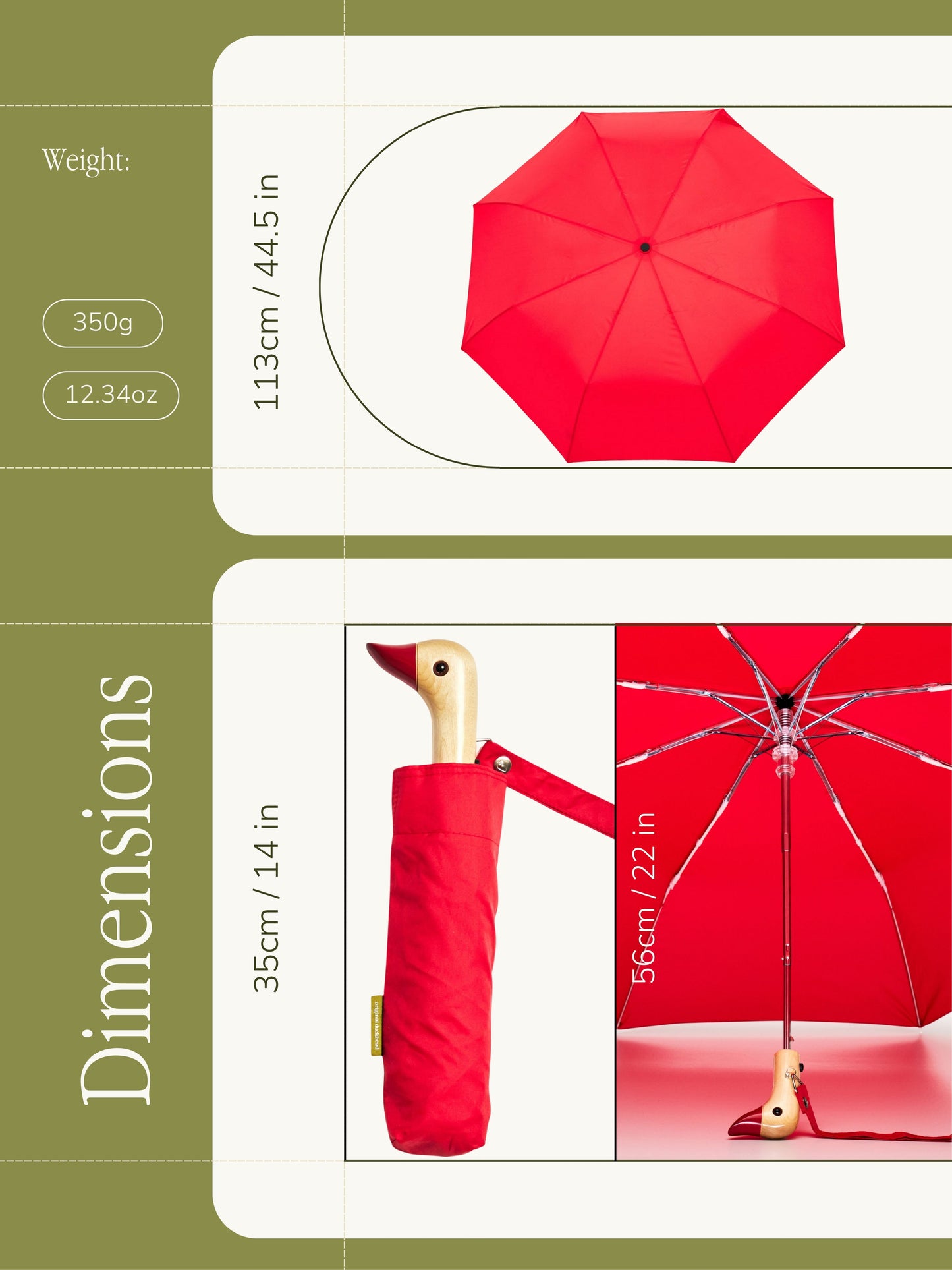 Christmas Red Eco-Friendly Compact Duck Umbrella