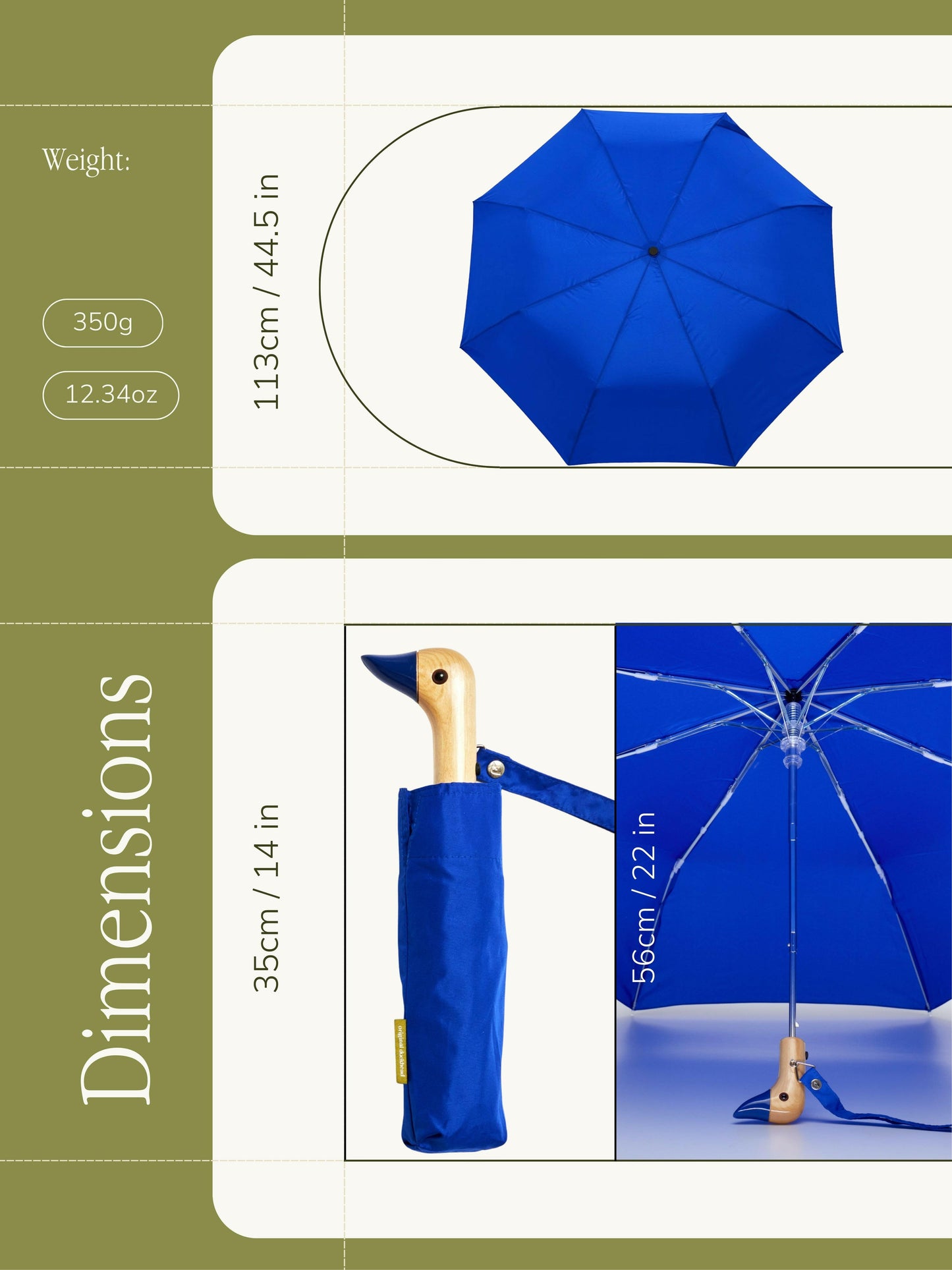 Royal Blue Eco-Friendly Compact Duck Umbrella